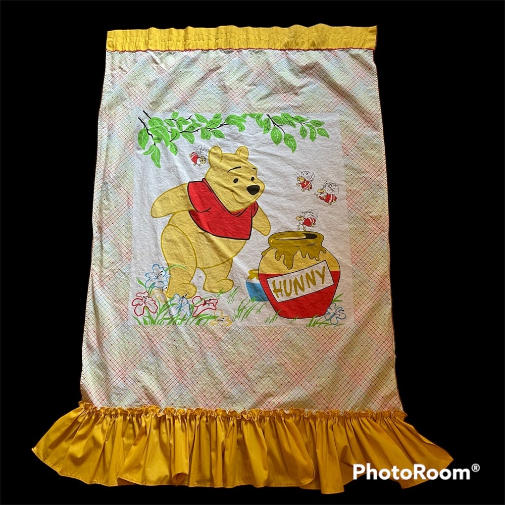 2 VTG Disney Winnie The Pooh Curtain Panels - Ruffle - 34” x 53”